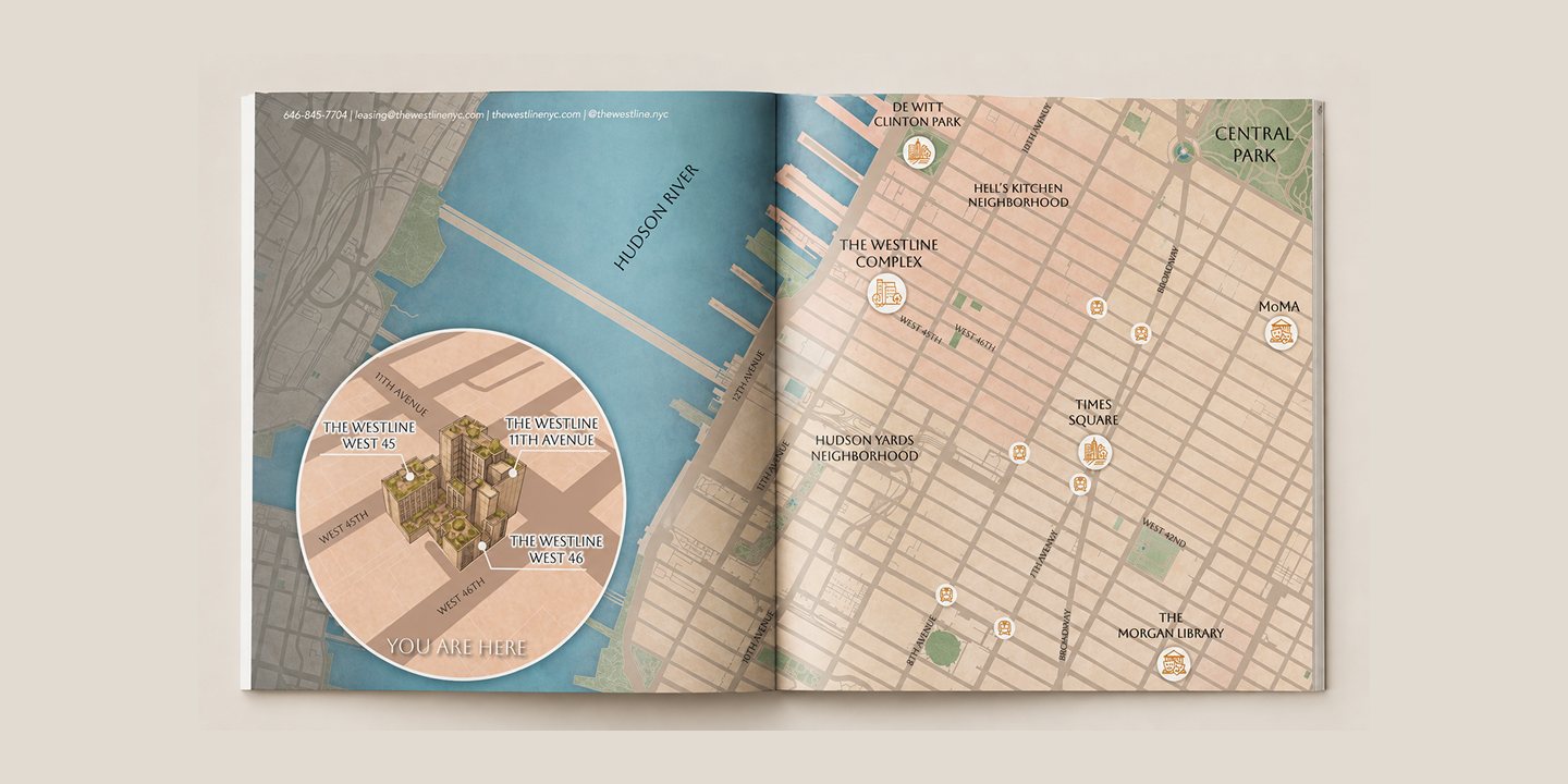 Neighborhood Map, Illustration for The Westline, Manhattan