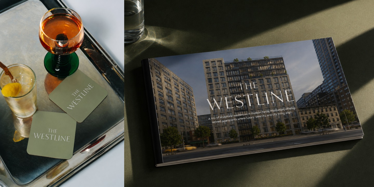 The Westline brochure and branded coasters in eucalyptus green
